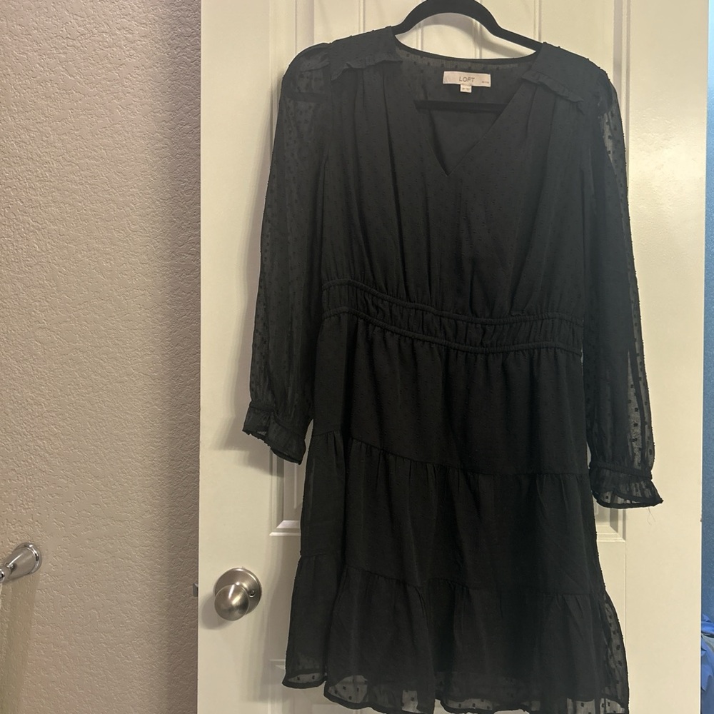 LOFT Black Long Sleeve Dress